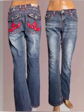 Laguna Beach Y2K Red-Stitch Straight Leg Jeans